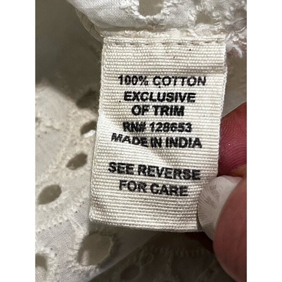 Nicole Miller Artelier Cream Eyelet Lace Ruffle Flutter Sleeves Top Small Boho - Picture 7 of 8